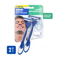 Gillette Derma Protección Máquina Afeitar Desechable x2 Unidades